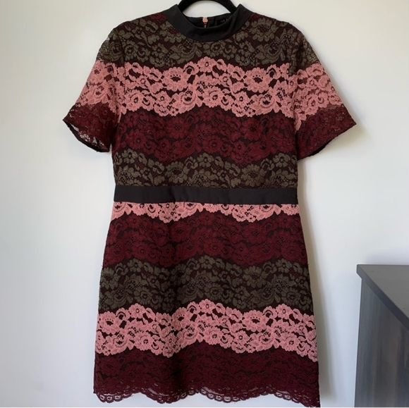 ππ Ted Baker Jaseyy Sheath Lacey Dress Crew Neck Short-Sleeve PTP: 20" - Picture 7 of 16